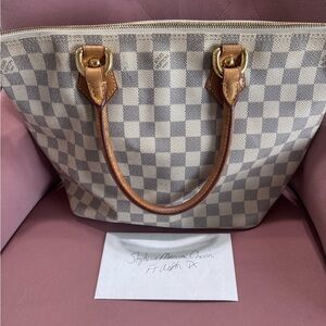 Louis Vuitton Gray and Cream Checkered Tote PM Damier
